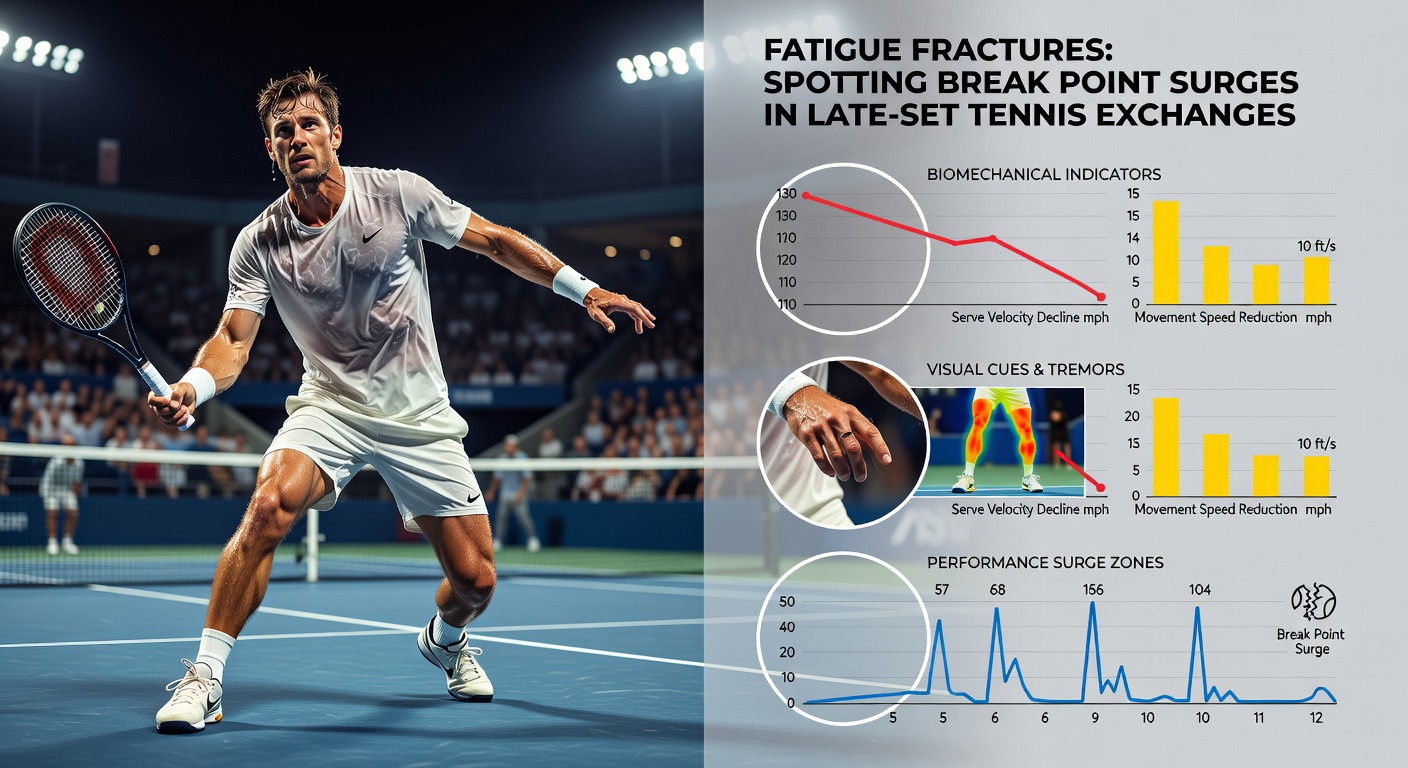 Nahaufnahme eines Tennisspielers, der nach einem langen Punkt keucht, mit Fokus auf ermüdeten Beinen und Schweiß