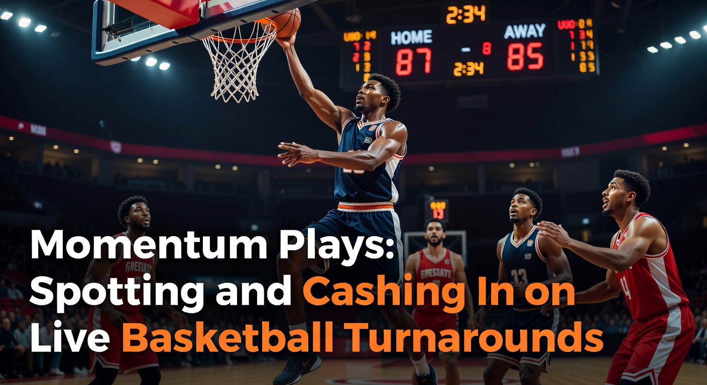Basketballspieler in actionreichem Moment mit Crowd-Unterstützung, der einen Momentum-Wechsel symbolisiert