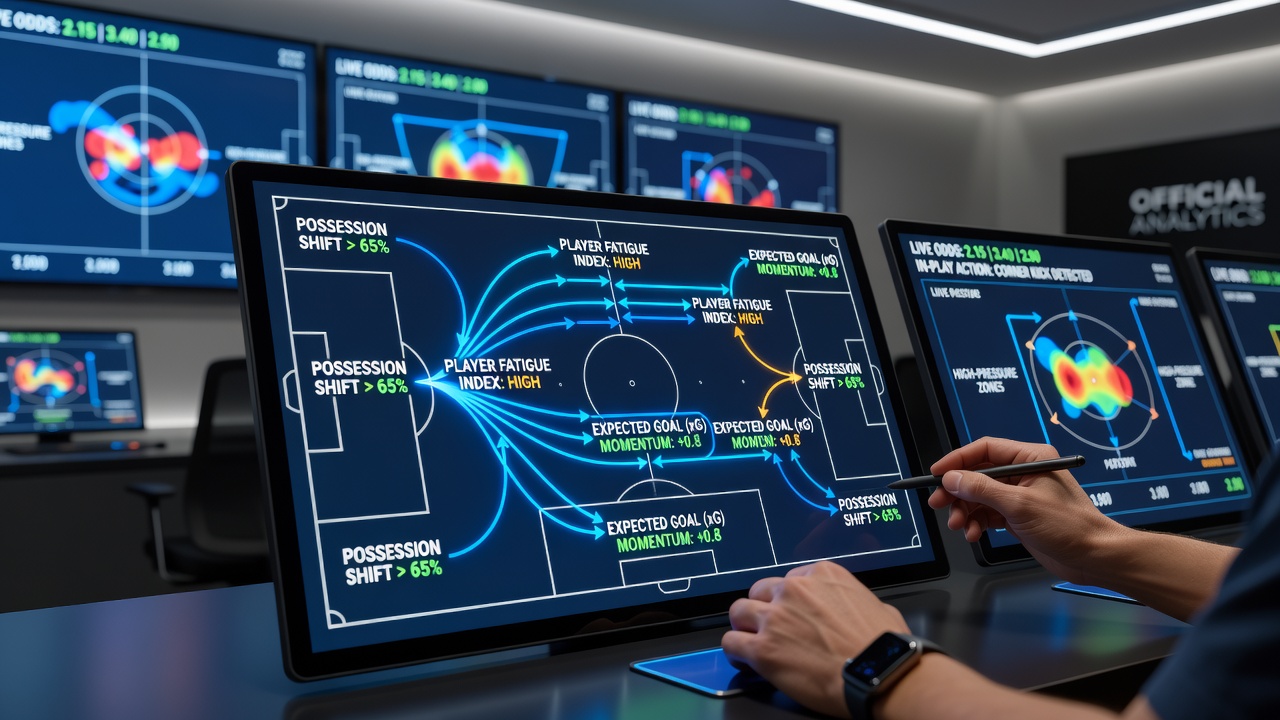 Datenvisualisierung von Kartenmustern und In-Play-Wettoptionen in Fußballspielen