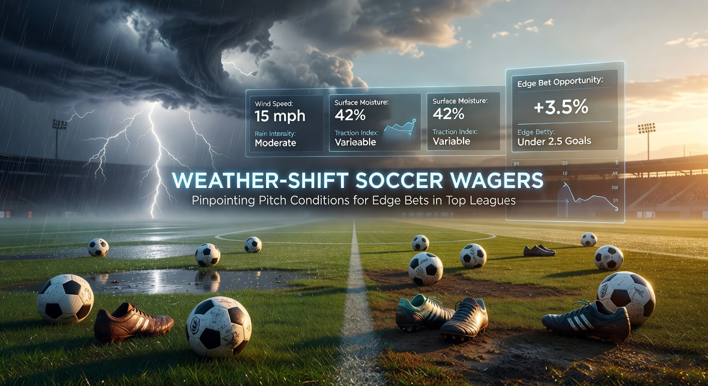Fußballspieler auf nassem Pitch bei Regenwetter, das Ballverhalten verändert